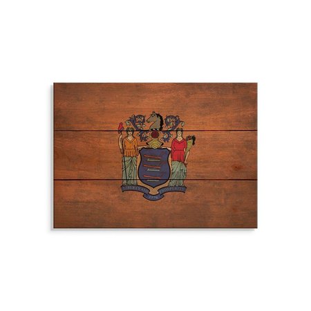 WILE E. WOOD 15 x 11 in. New Jersey State Flag Wood Art FLNJ-1511